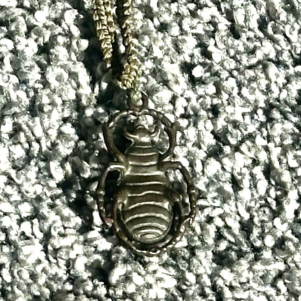 Beetle figure on braided thread | choker necklace, handmade - Picture 8 of 10